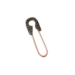 14K Gold Pavé Black Diamond Small Size Safety Pin Brooch