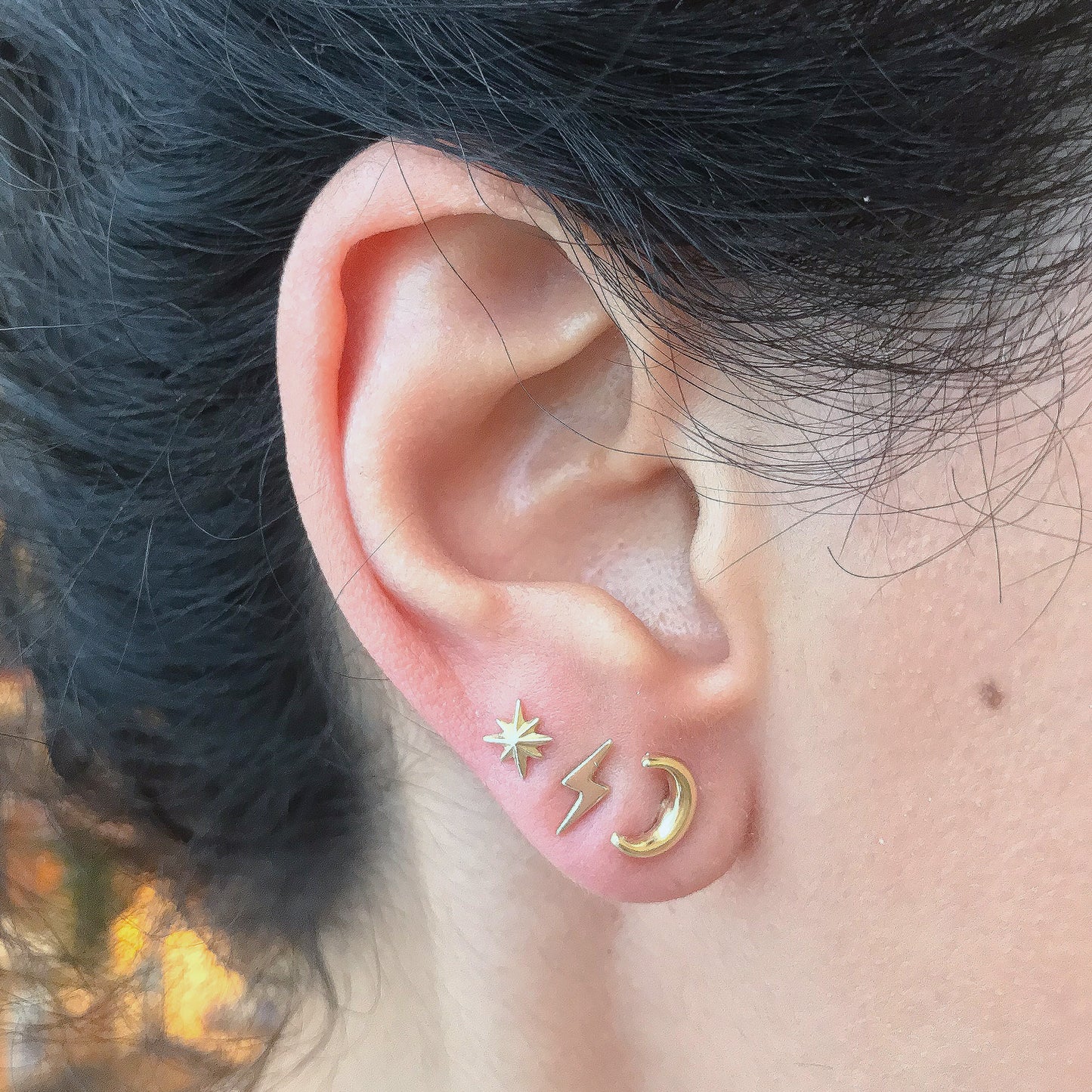 14K Gold XS Starburst Stud Earrings