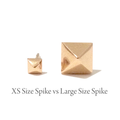 Spike Collection: 14K Gold Pavé Diamond Pyramid Spike Stud Earrings, XS Size