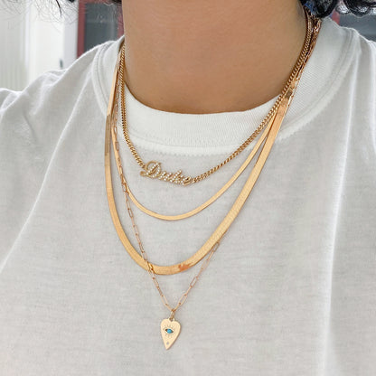 14K Gold Herringbone Chain Necklace, 4mm Width ~ In Stock!