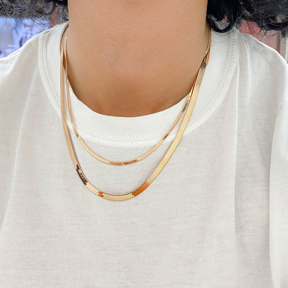 14K Gold Herringbone Chain Necklace, 4mm Width ~ In Stock!