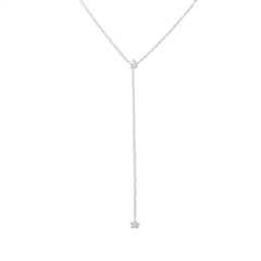 14K Gold Double XS Star Lariat Drop Necklace