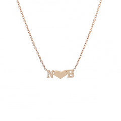 14K Gold Double Initial Sweetheart Charm Pendant Necklace