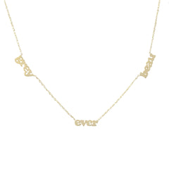 14K Gold Triple Nameplate Charm Pendant Necklace ~ Block Font