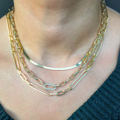 14K Gold Herringbone Chain Necklace, 3mm Width ~ In Stock!