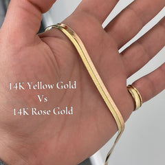 14K Gold Herringbone Chain Necklace ~ 3mm Width