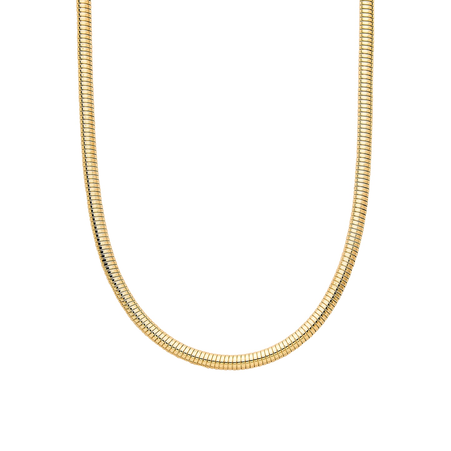 14K Gold Round Omega Chain Necklace ~ 4.75mm Width