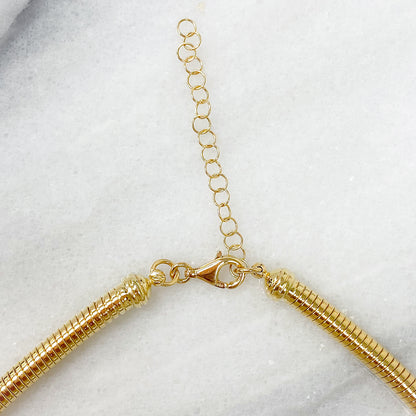 14K Gold Round Omega Chain Necklace ~ 4.75mm Width