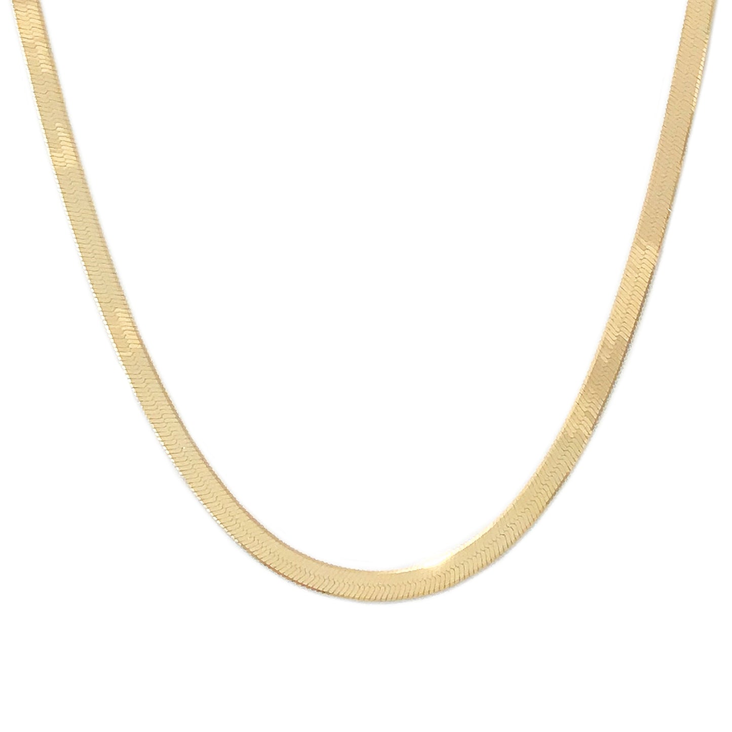 14K Gold Herringbone Chain Necklace ~ 4mm Width