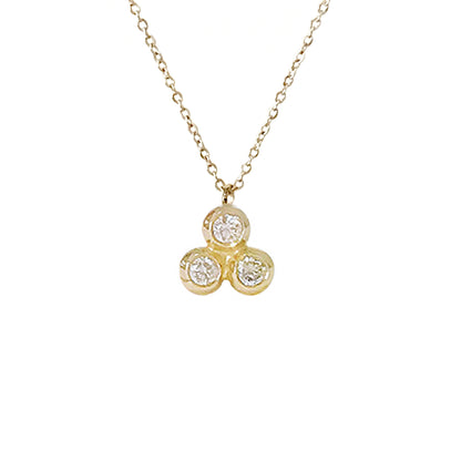 14K Gold Diamond 5 Trinity Ball Dangle Charm Necklace