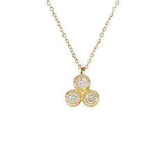 14K Gold Diamond 5 Trinity Ball Dangle Charm Necklace