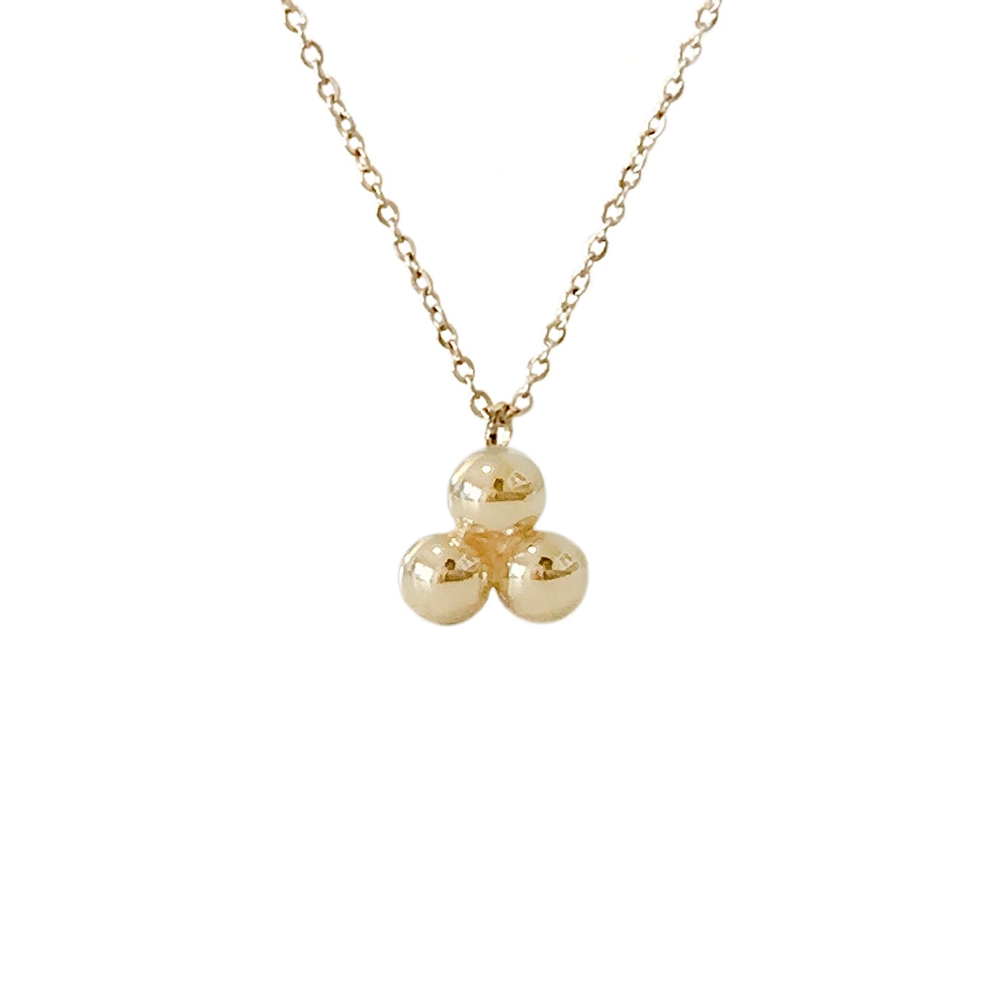 14K Gold Trinity Ball Dangle Charm Necklace