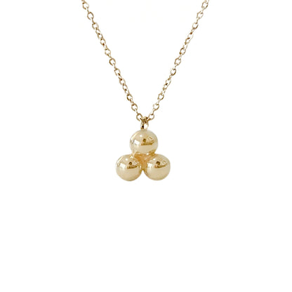 14K Gold Trinity Ball Dangle Charm Necklace