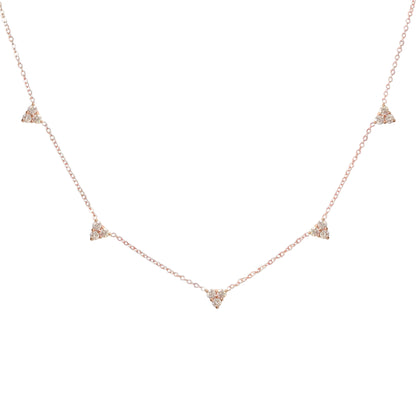 14K Gold Diamond 5 Trinity Cluster Charm Necklace