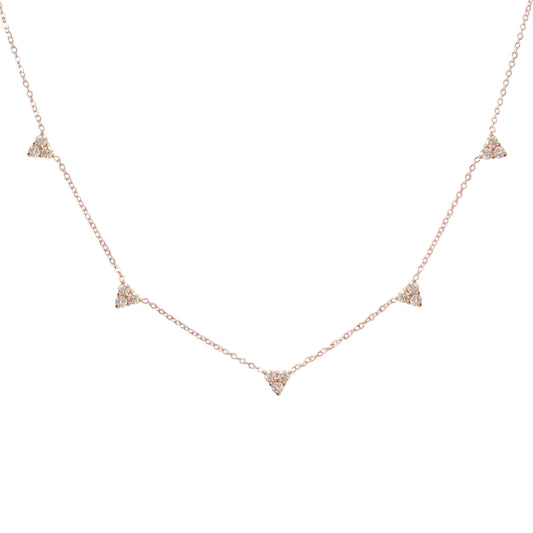 14K Gold Diamond 5 Trinity Cluster Charm Necklace