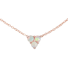 14K Gold Opal 5 Trinity Cluster Charm Necklace