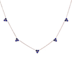 14K Gold Sapphire 5 Trinity Cluster Charm Necklace