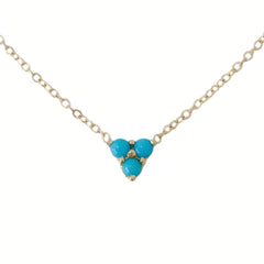 14K Gold Turquoise 5 Trinity Cluster Charm Necklace