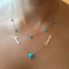 14K Gold Turquoise Heart Solitaire Necklace