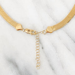14K Gold Herringbone Chain Necklace ~ 6.75mm Width