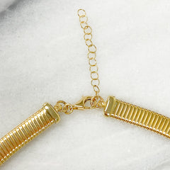 14K Gold Flat Omega Chain Necklace ~ 8mm Width