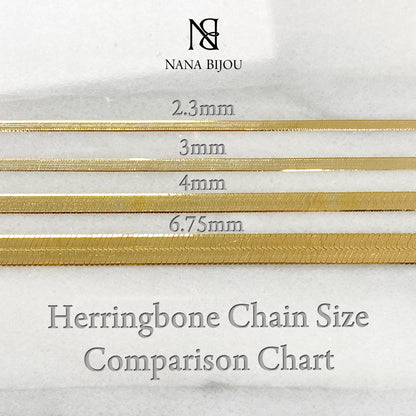 14K Gold Herringbone Chain Necklace, 4mm Width ~ In Stock!