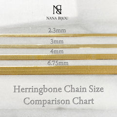 14K Gold Herringbone Chain Necklace ~ 6.75mm Width