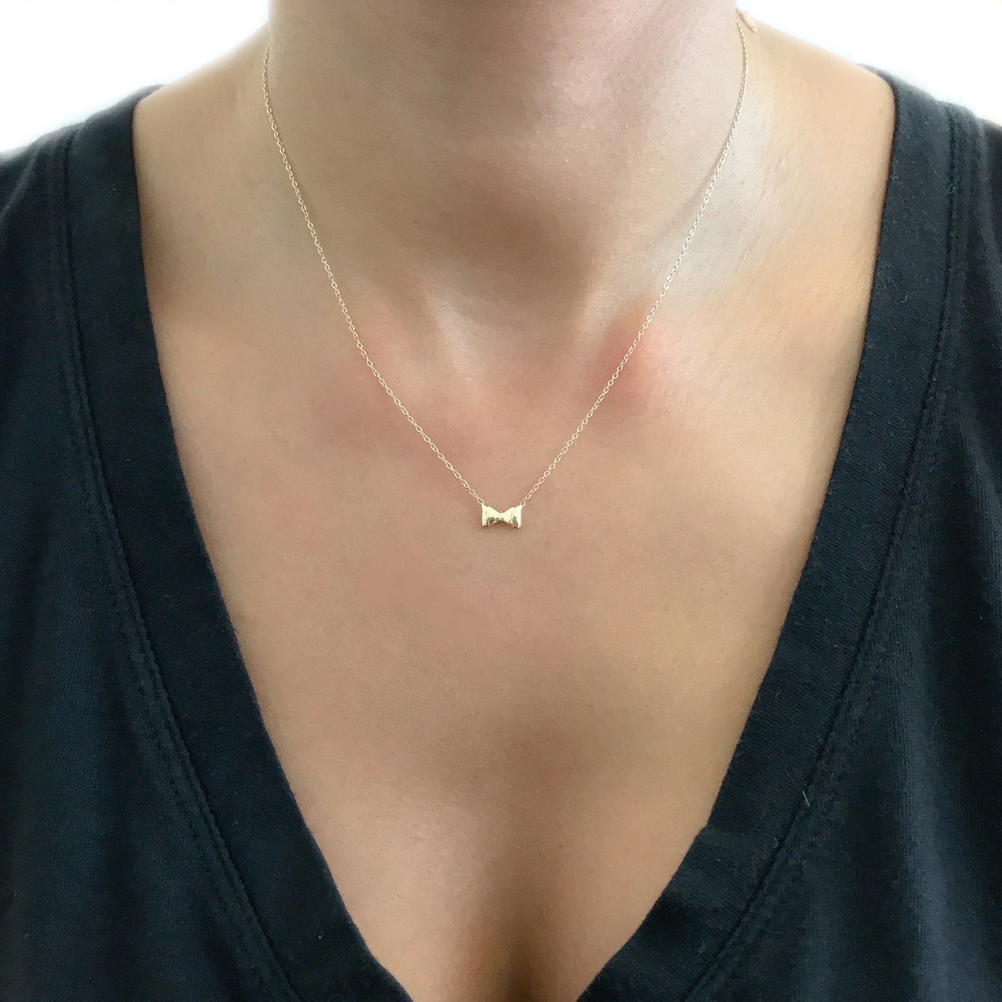 14K Gold Bowtie Necklace