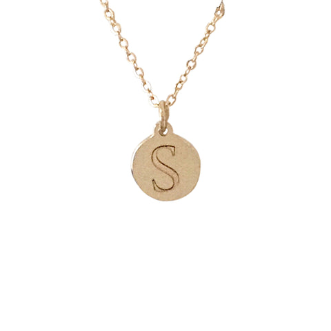 14K Gold XS Initial Coin Necklace