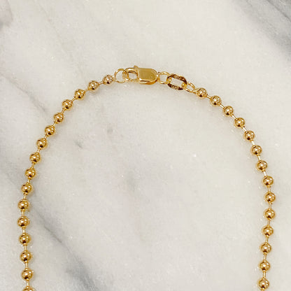 14K Gold Ball Chain Necklace, 3mm Size