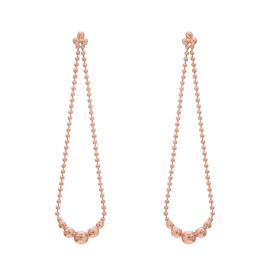 14K Gold Trinity Ball Chain Dangle Swing Earrings