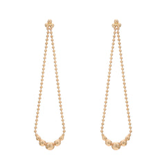 14K Gold Trinity Ball Chain Dangle Swing Earrings