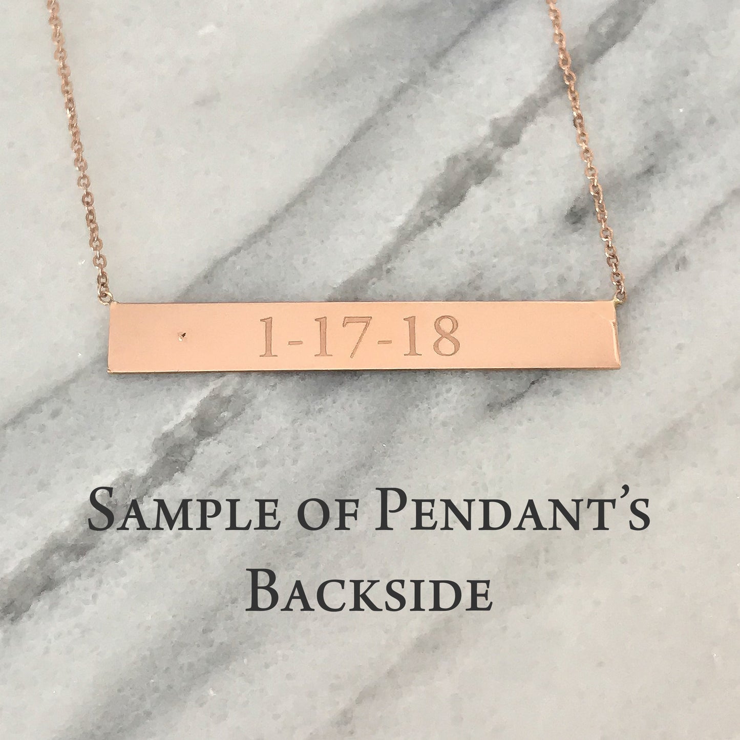 14K Gold Engravable Bar Pendant Necklace with Diamond Accent