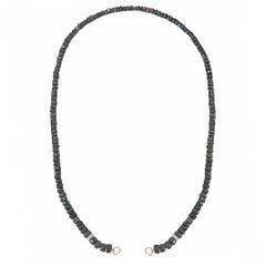 14K Gold Black Opal & Diamond Beaded Necklace