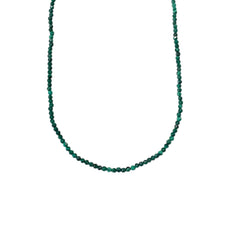14K Gold Faceted Malachite Beaded Necklace, 2mm Size