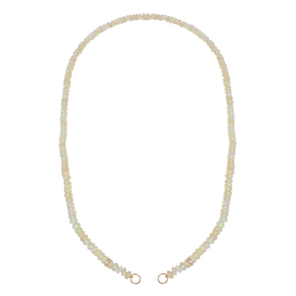 14K Gold White Opal & Diamond Beaded Necklace