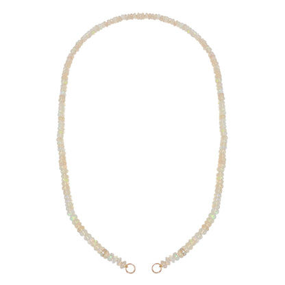 14K Gold White Opal & Diamond Beaded Necklace