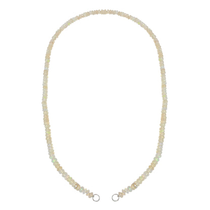 14K Gold White Opal & Diamond Beaded Necklace