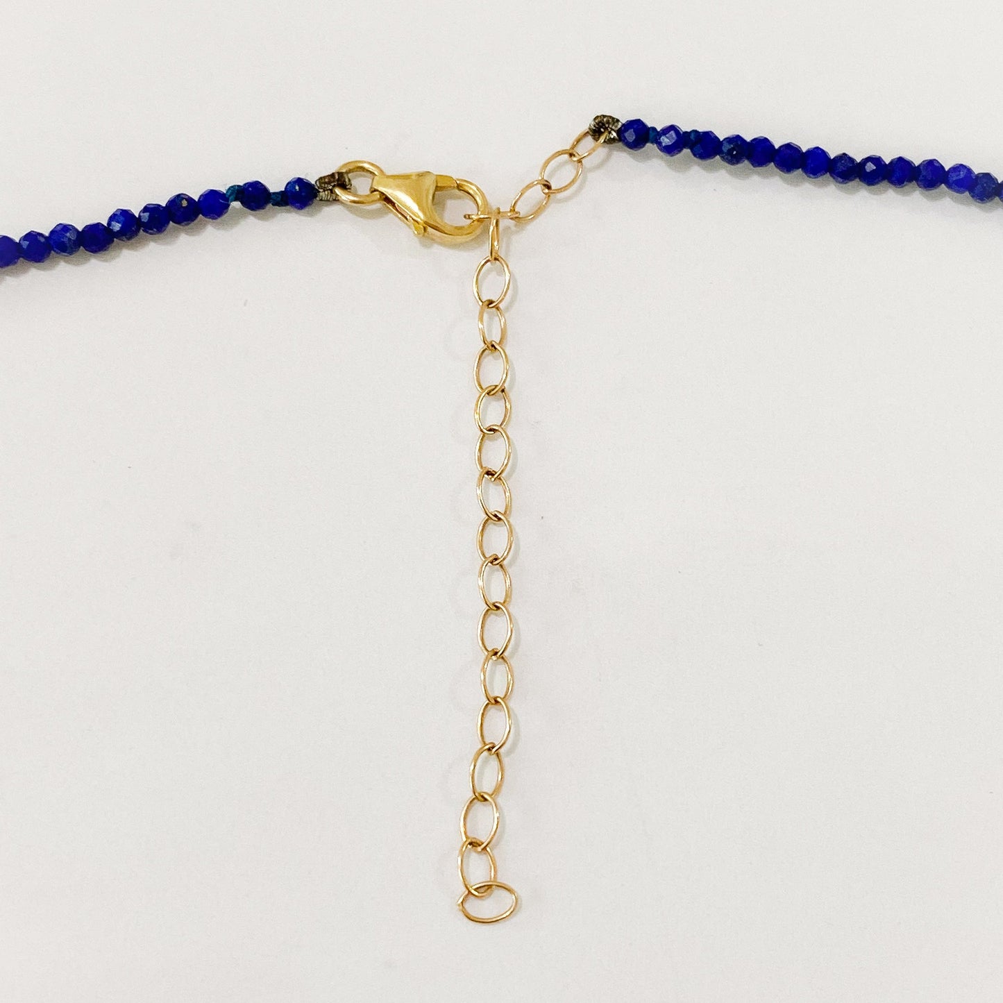 14K Gold Faceted Lapis Lazuli Beaded Necklace, 2mm Size