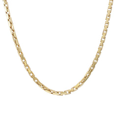 14K Gold Long Link Biker Box Chain Necklace, 4mm Size Width