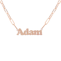 14K Gold Mini Nameplate Pendant Necklace ~ Block Font