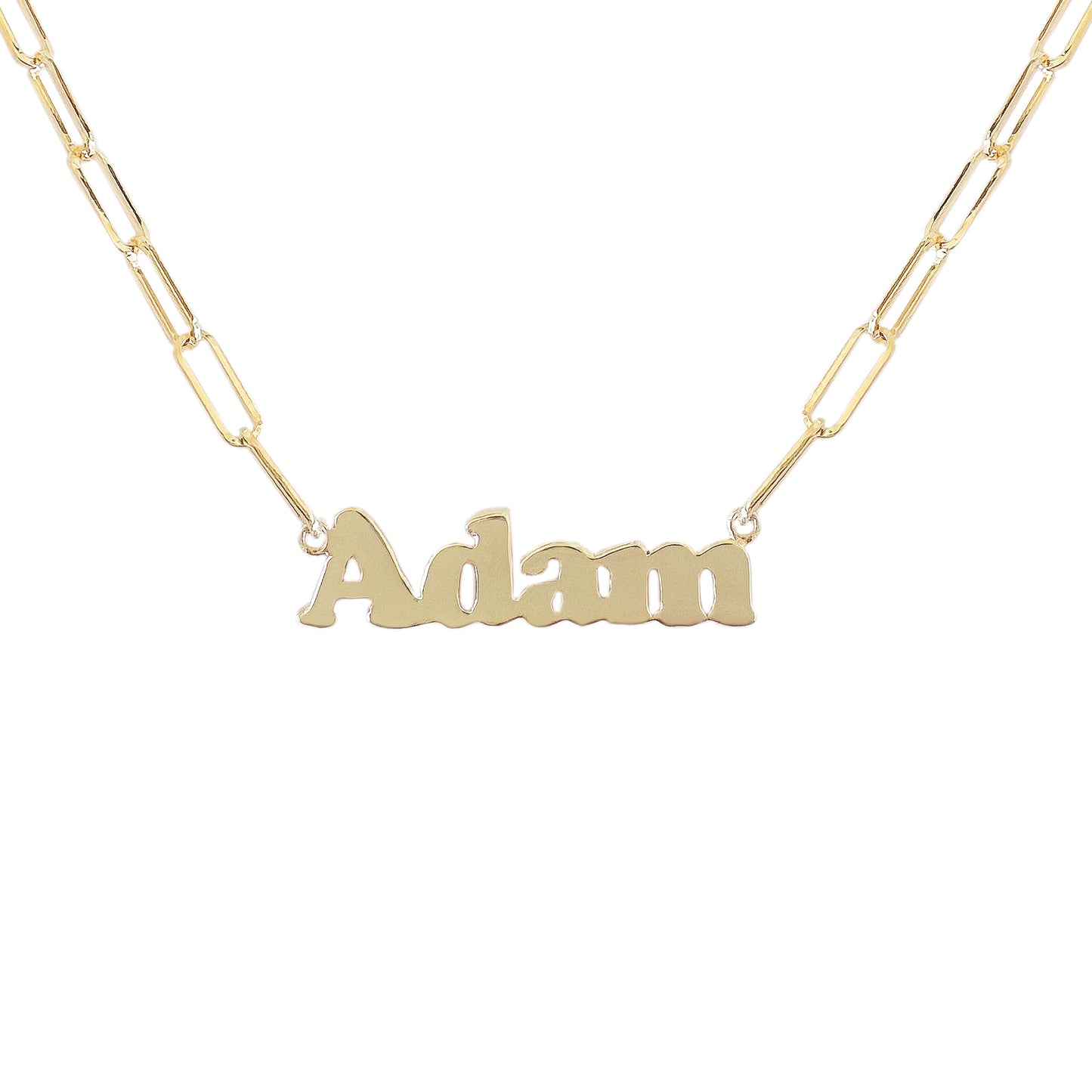 14K Gold Mini Nameplate Pendant Necklace ~ Block Font