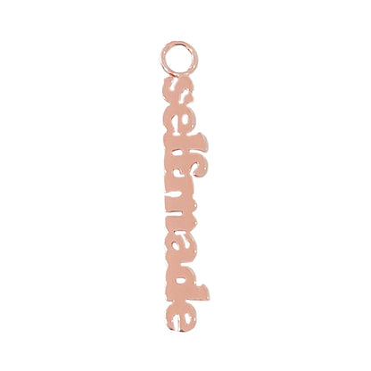 14K Gold Nameplate Earring Hoop Charm, Block Font