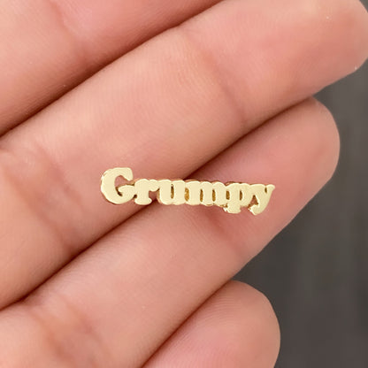 14K Gold Nameplate Stud Earrings, Block Font