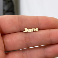 14K Gold Nameplate Stud Earrings, Block Font