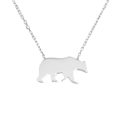 14K Gold Bruin Bear Charm Necklace (Engravable)