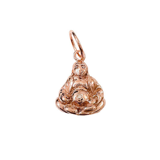 14K Gold Diamond Buddha Charm Pendant