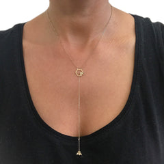 14K Gold Busy Bumblebee Lariat Drop Necklace