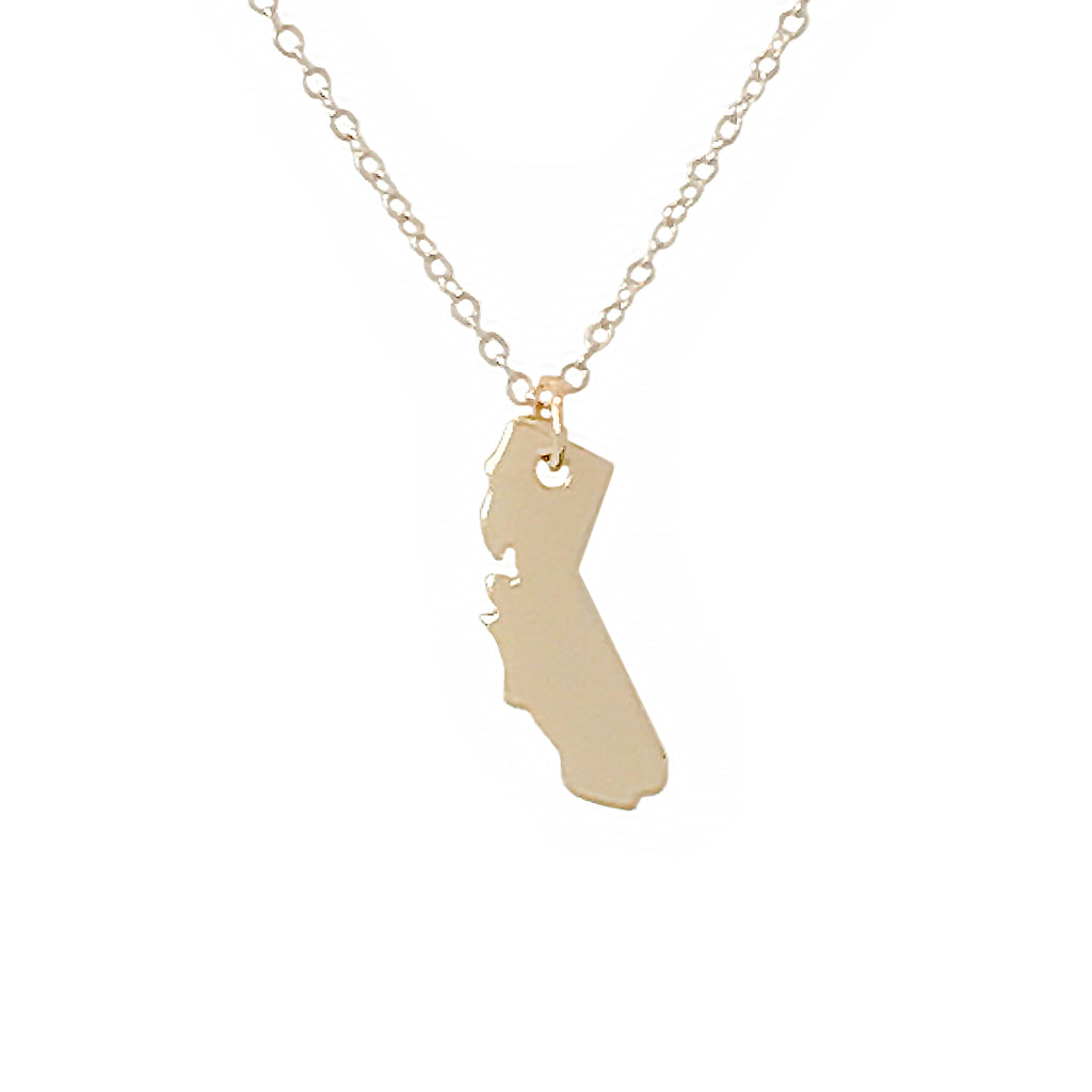 Yellow Gold California Palm Tree Surfboard Pendant Necklace