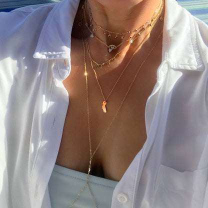 14K Gold California State Necklace